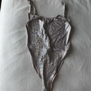 Fashion Nova Silver Goddess Bodysuit